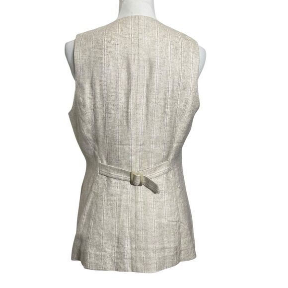 Banana Republic New Cutaway Vest Womens Small Neutral Button Front Linen Blend - Picture 5 of 7